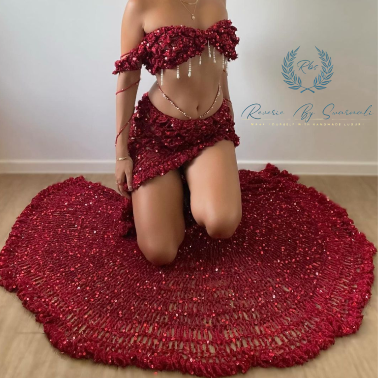 maroon  sequin dress crochet - Image 3