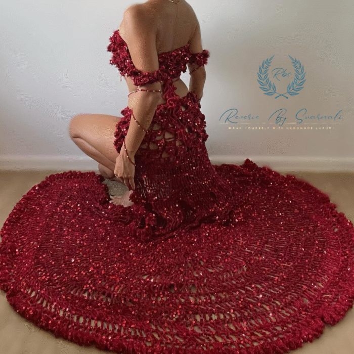 Maroon Sequin Dress Crochet - Image 4