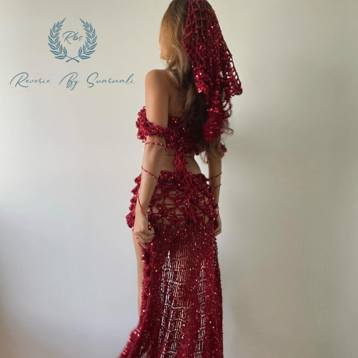 Maroon Sequin Dress Crochet - Image 5
