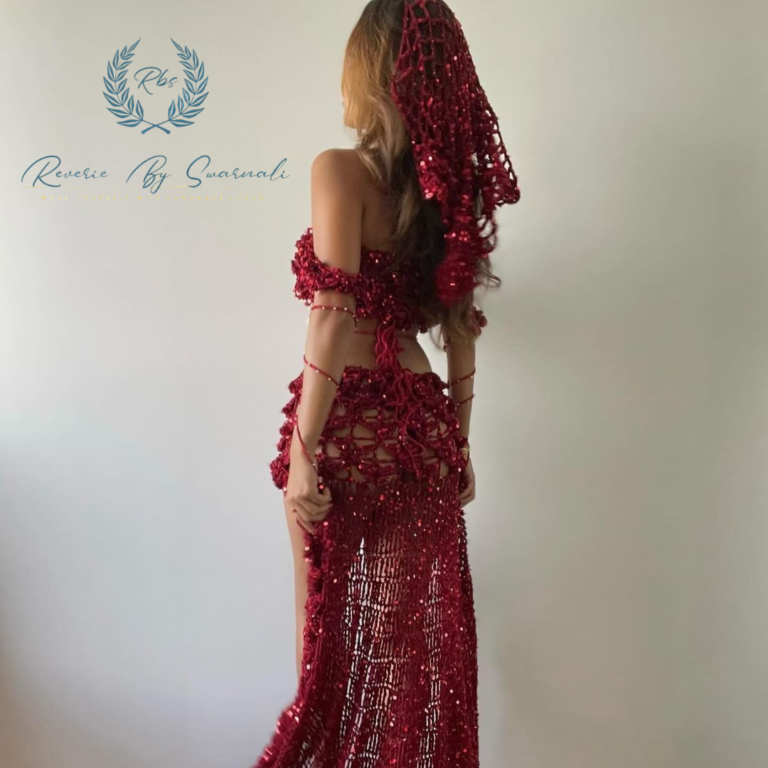 maroon  sequin dress crochet - Image 5