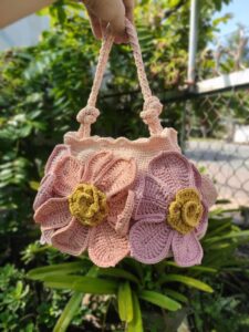 floral crochet bag