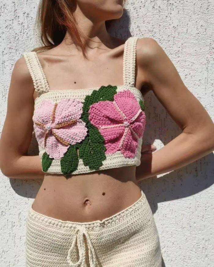 White Crochet Crop Top