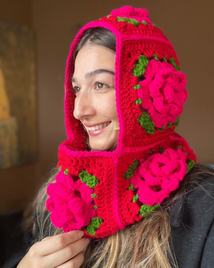 Crochet Rose Balaclava